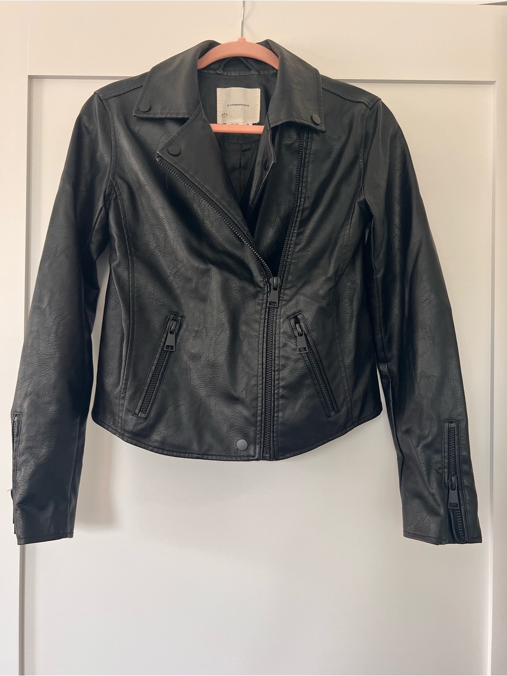 Anthropologie Black Faux Leather Asymmetrical Moto Jacket